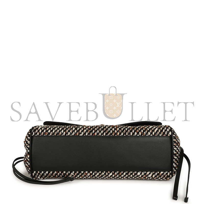CHANEL SMALL URBAN ESSENTIAL EAST WEST SHOPPING TOTE BLACK CALFSKIN AND MULTI TWEED GOLD HARDWARE (31*15*12cm) 